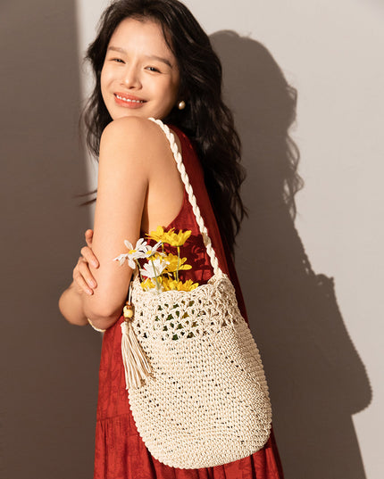 Macrame Beach Tote Bag-3