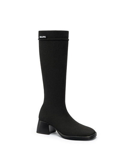 Mademoiselle Round Toe Knee High Sock Boots-3