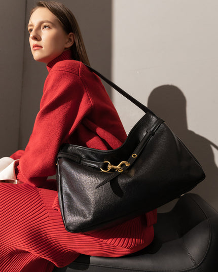 Mediun Slouchy Leather Shoulder Bag-4