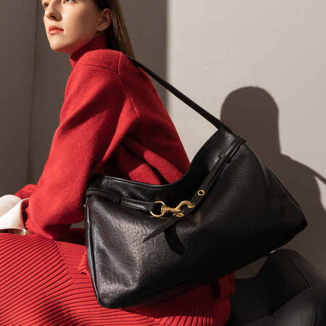 Mediun Slouchy Leather Shoulder Bag-4