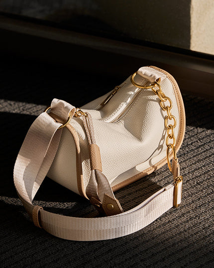 Medium White Saddle Bag-4