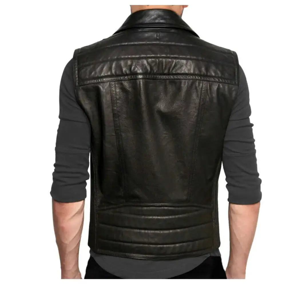 Men’s Classic Biker Leather Waistcoat Vest-1