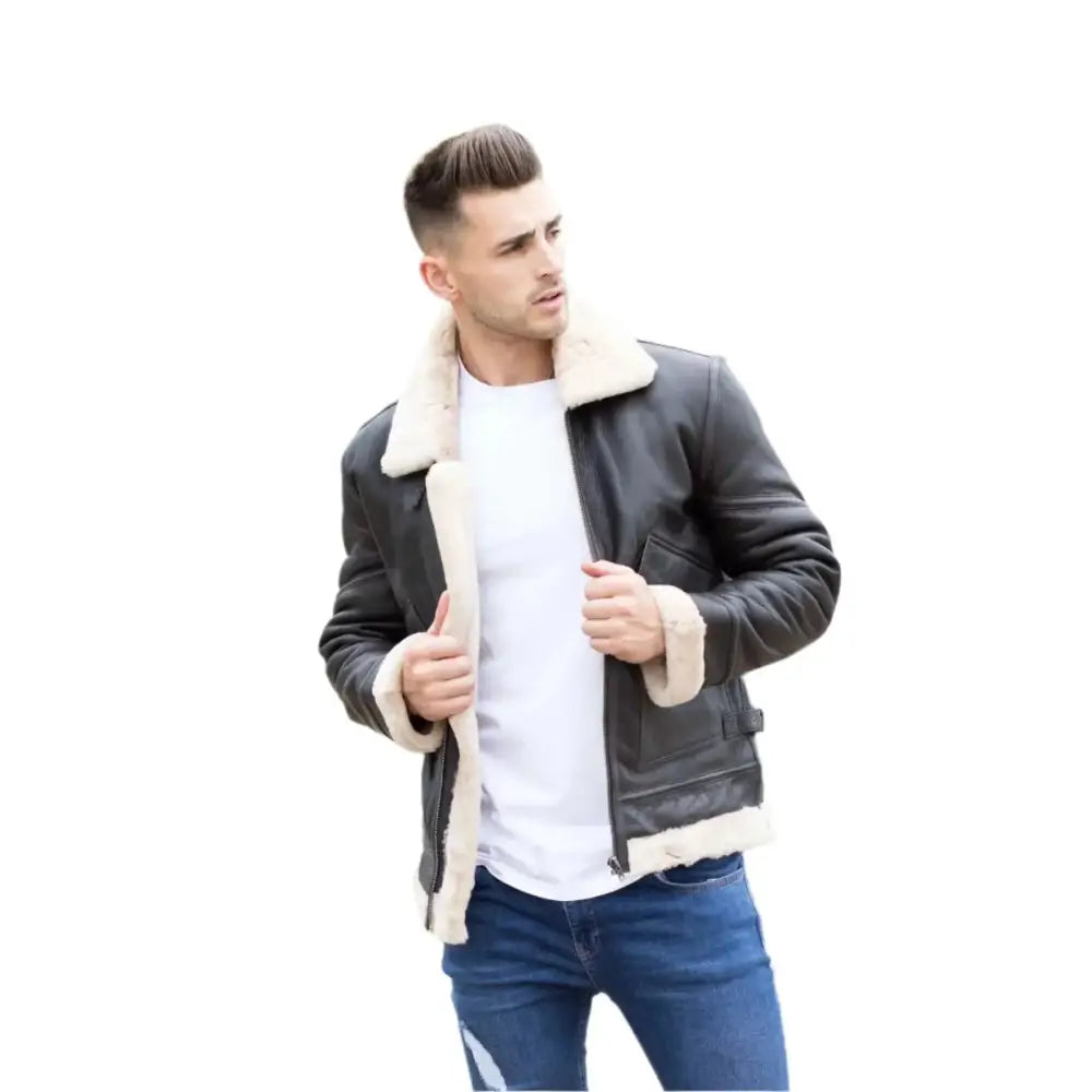 Men’s Airforce Shearling Leather Jacket-3