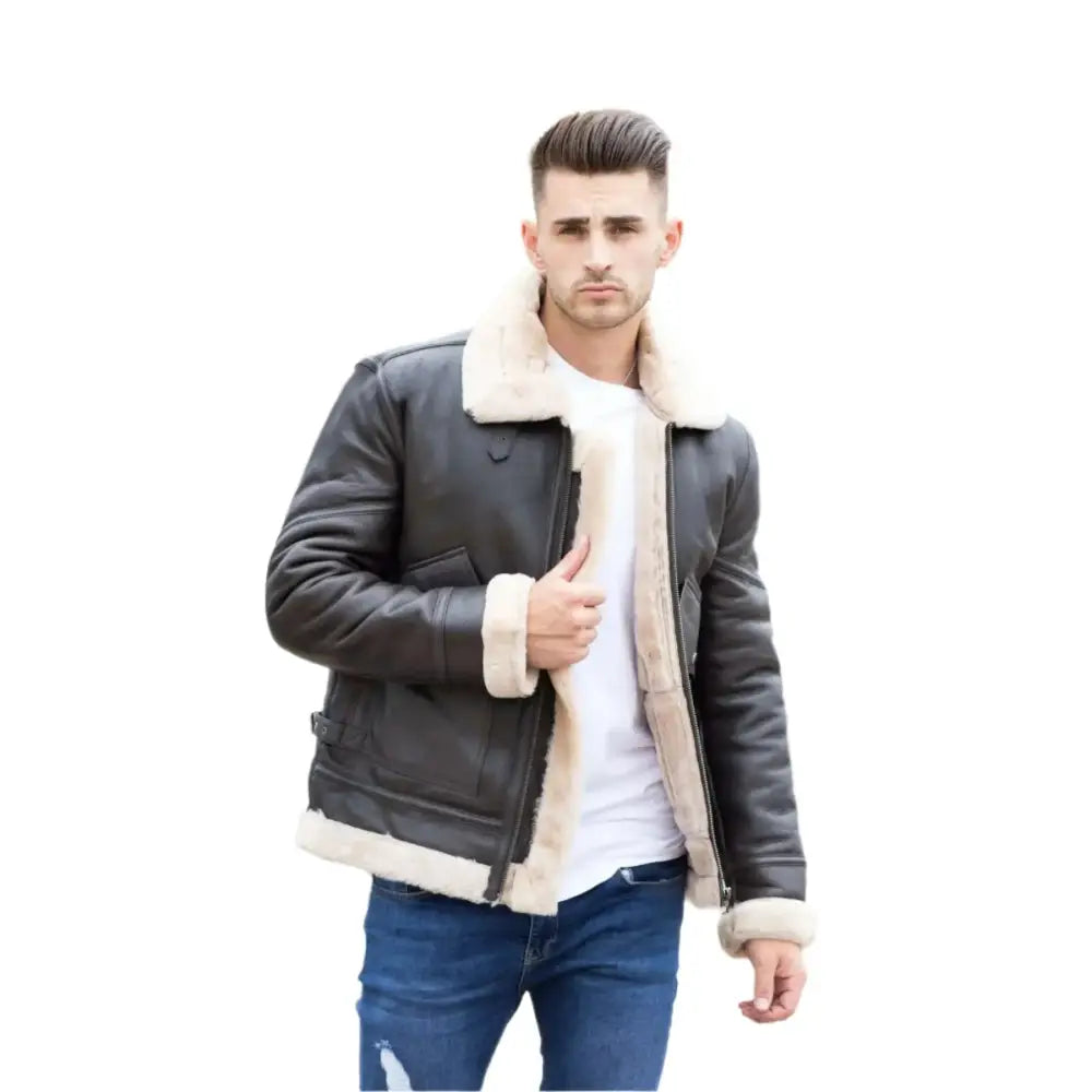 Men’s Airforce Shearling Leather Jacket-0