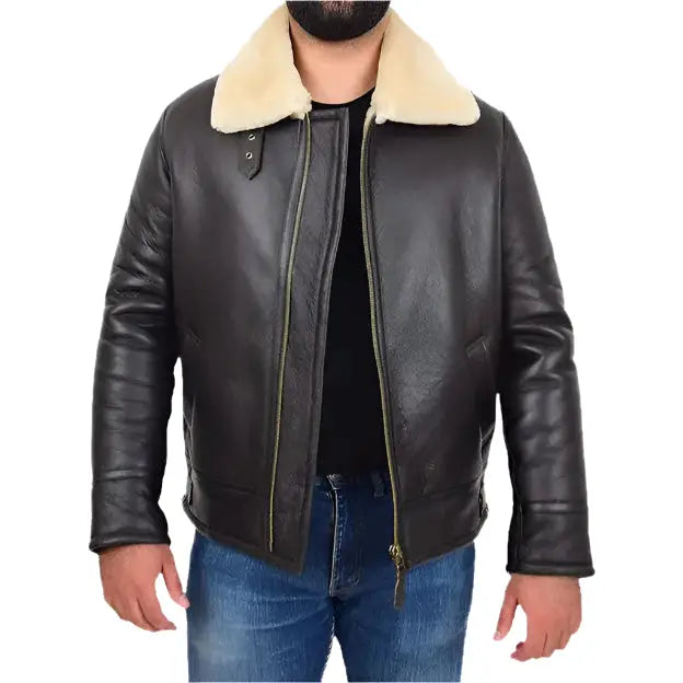 Men’s B3 Bomber Aviator Sheepskin Shearling Flying Coat-1