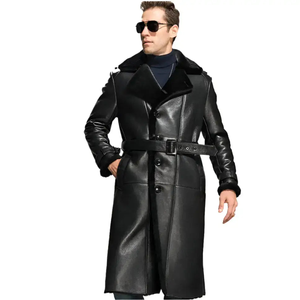 Men’s Black Oversize Shearling Coat-0