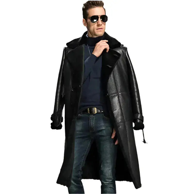 Men’s Black Oversize Shearling Coat-2