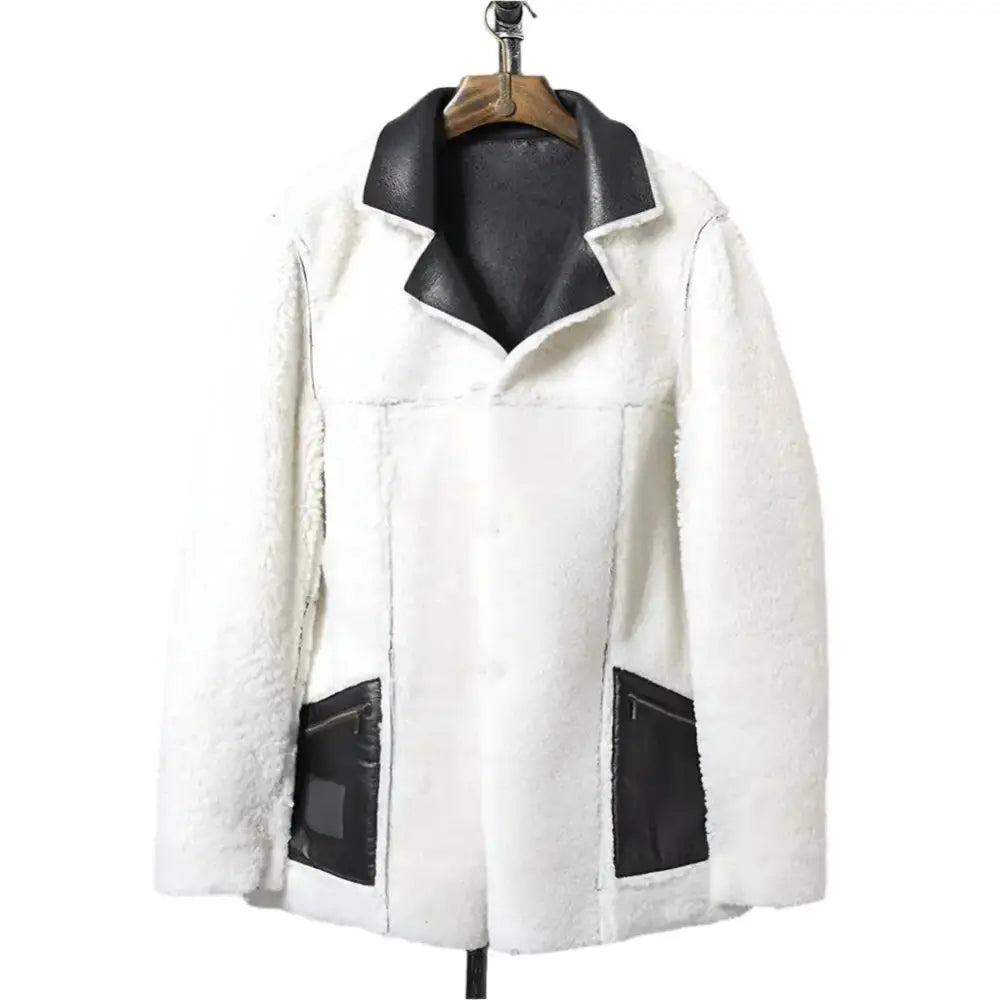 Men’s Long Sheepskin Shearling Trench Coat-2