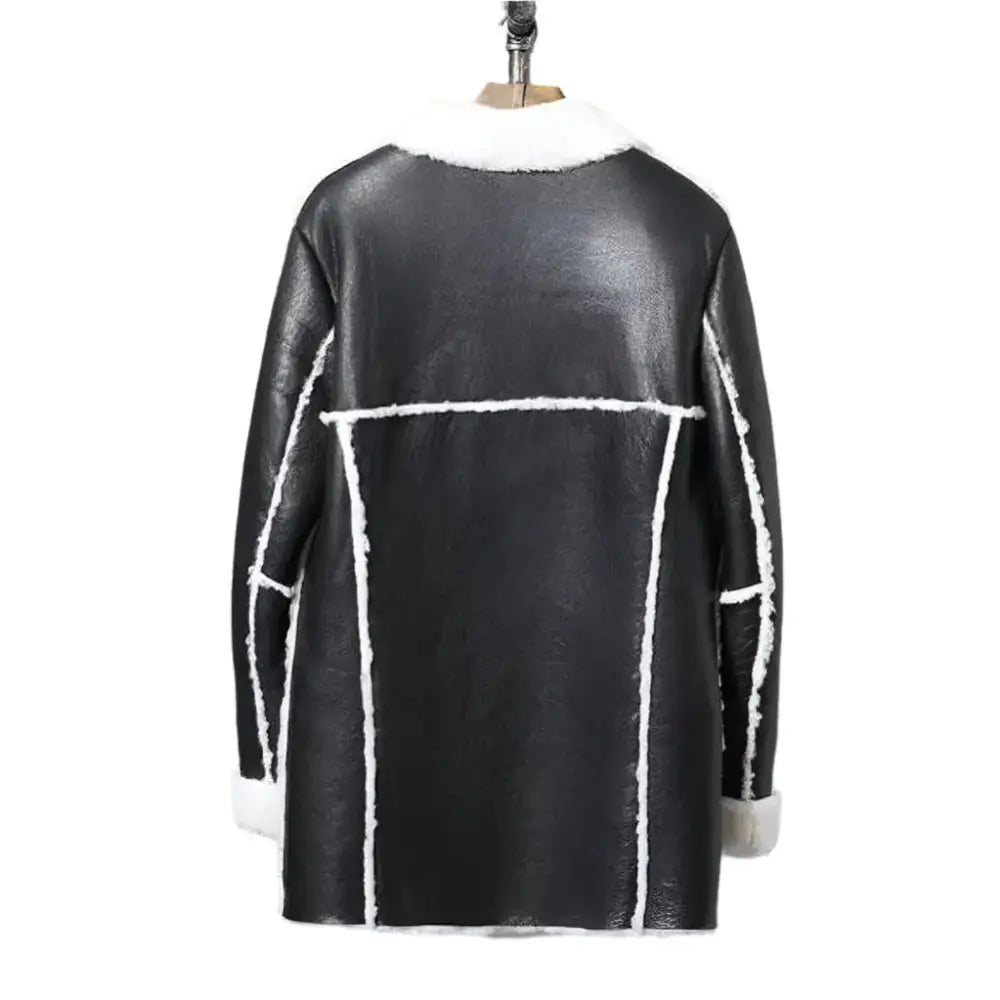 Men’s Long Sheepskin Shearling Trench Coat-1