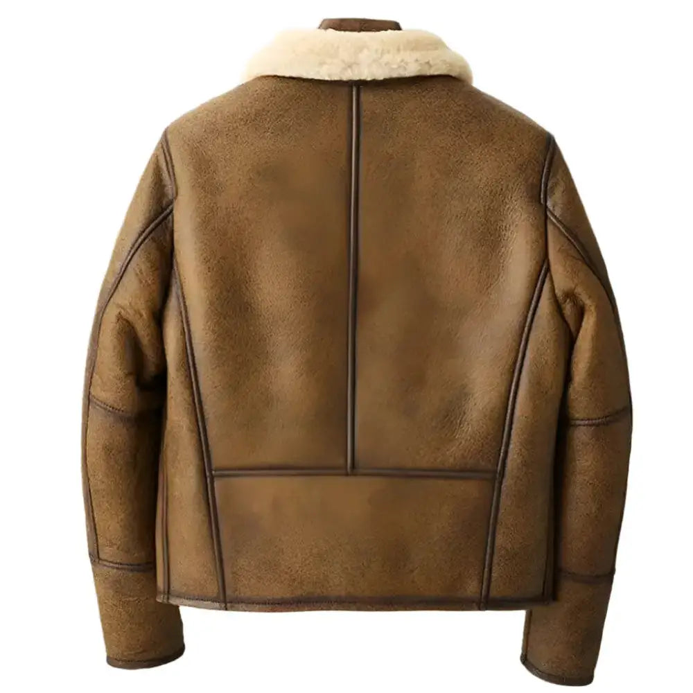 Men’s Brown Shearling Lapel Jacket-1