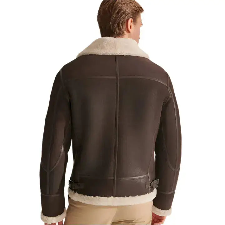 Mens Brown Shearling Aviator Jacket-1