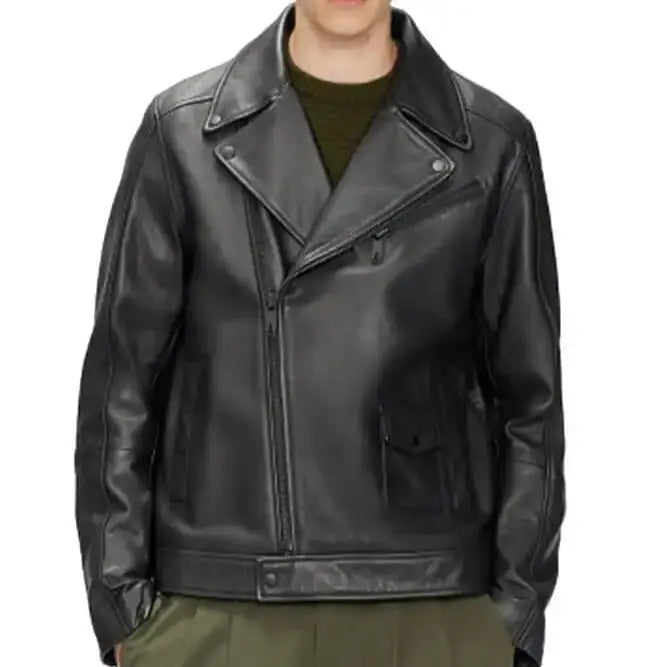 Men’s Classic Carve Leather Biker Jacket-2