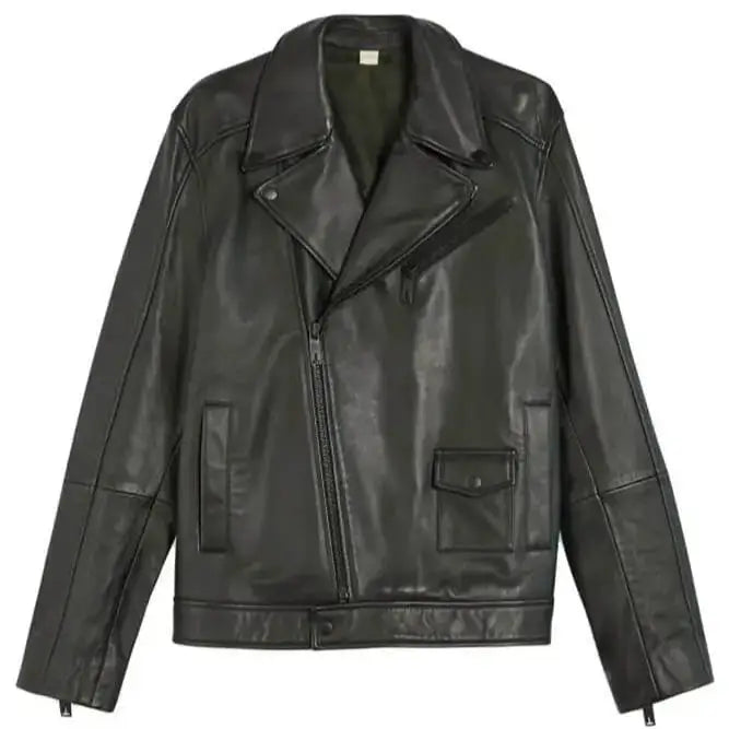 Men’s Classic Carve Leather Biker Jacket-0