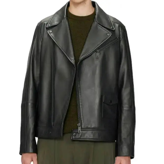 Men’s Classic Carve Leather Biker Jacket-1