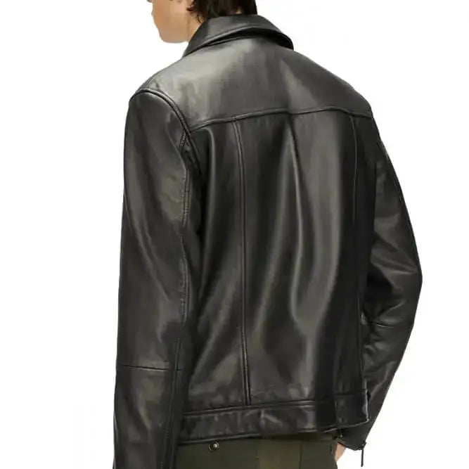 Men’s Classic Carve Leather Biker Jacket-3