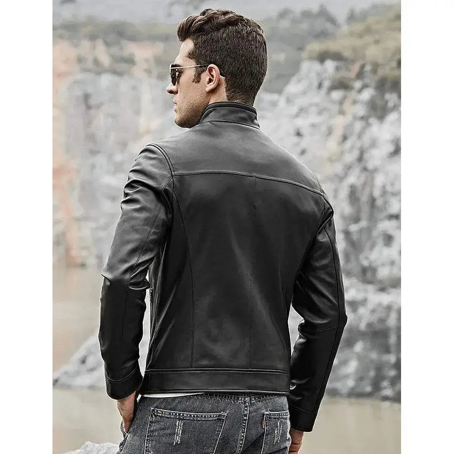 Men’s Lambskin Leather Biker Jacket-1