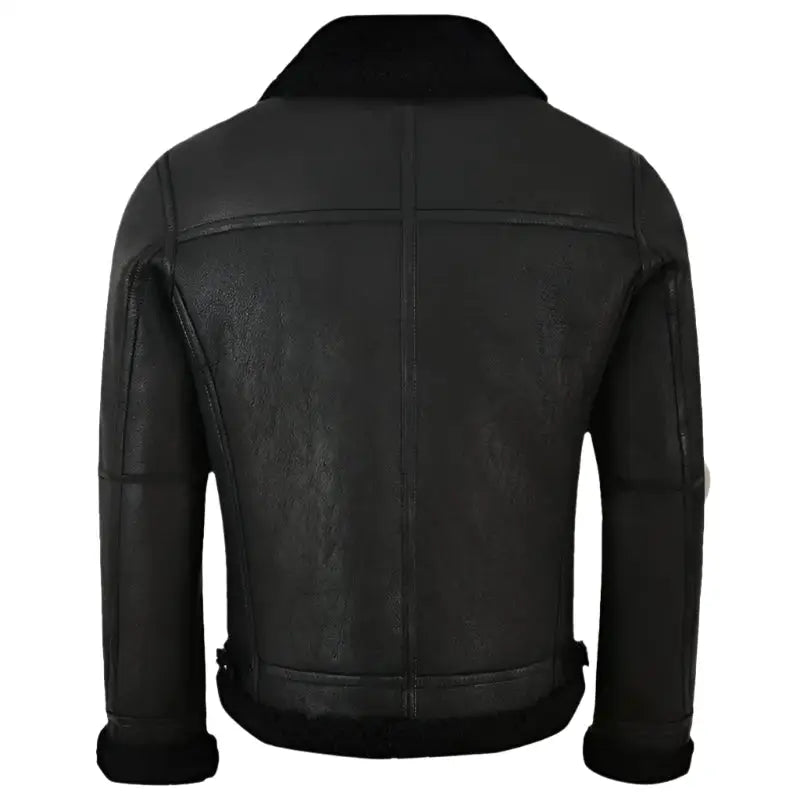 Men’s Jet Black Shearling Leather Jacket-1