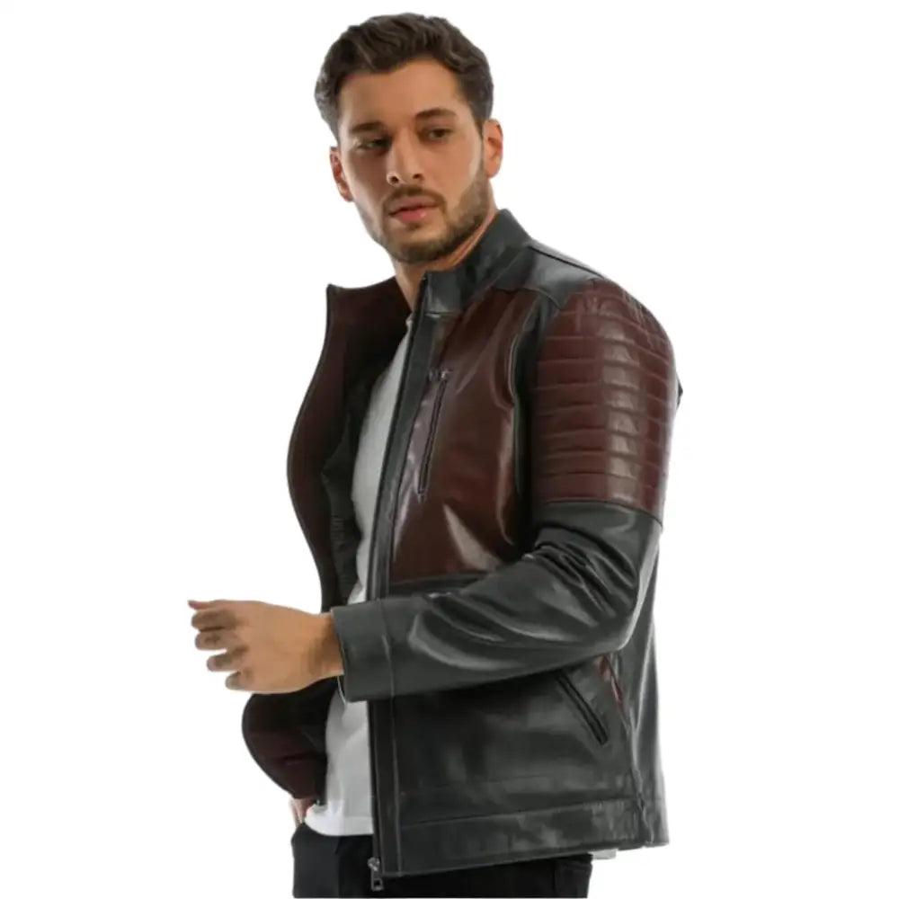 Mens Lamb Leather Winter Biker Jacket-2