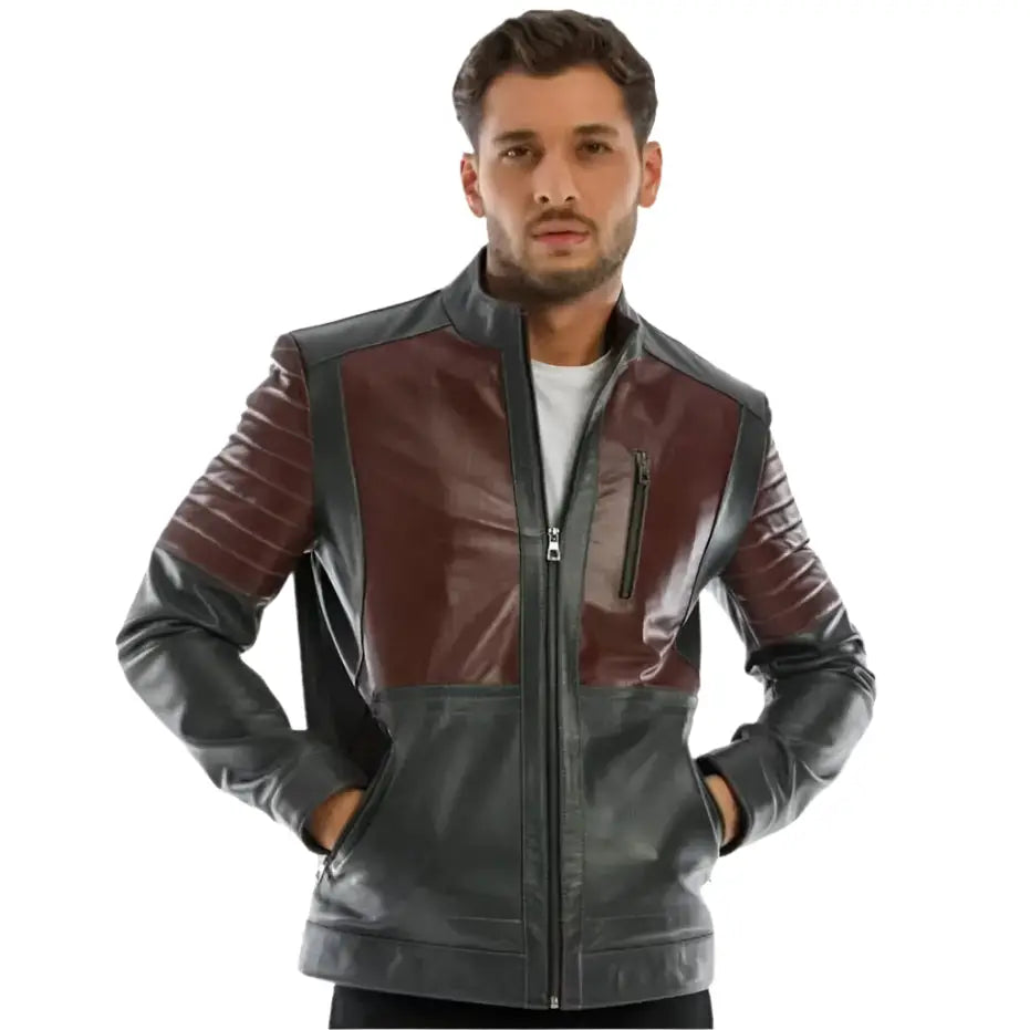 Mens Lamb Leather Winter Biker Jacket-0