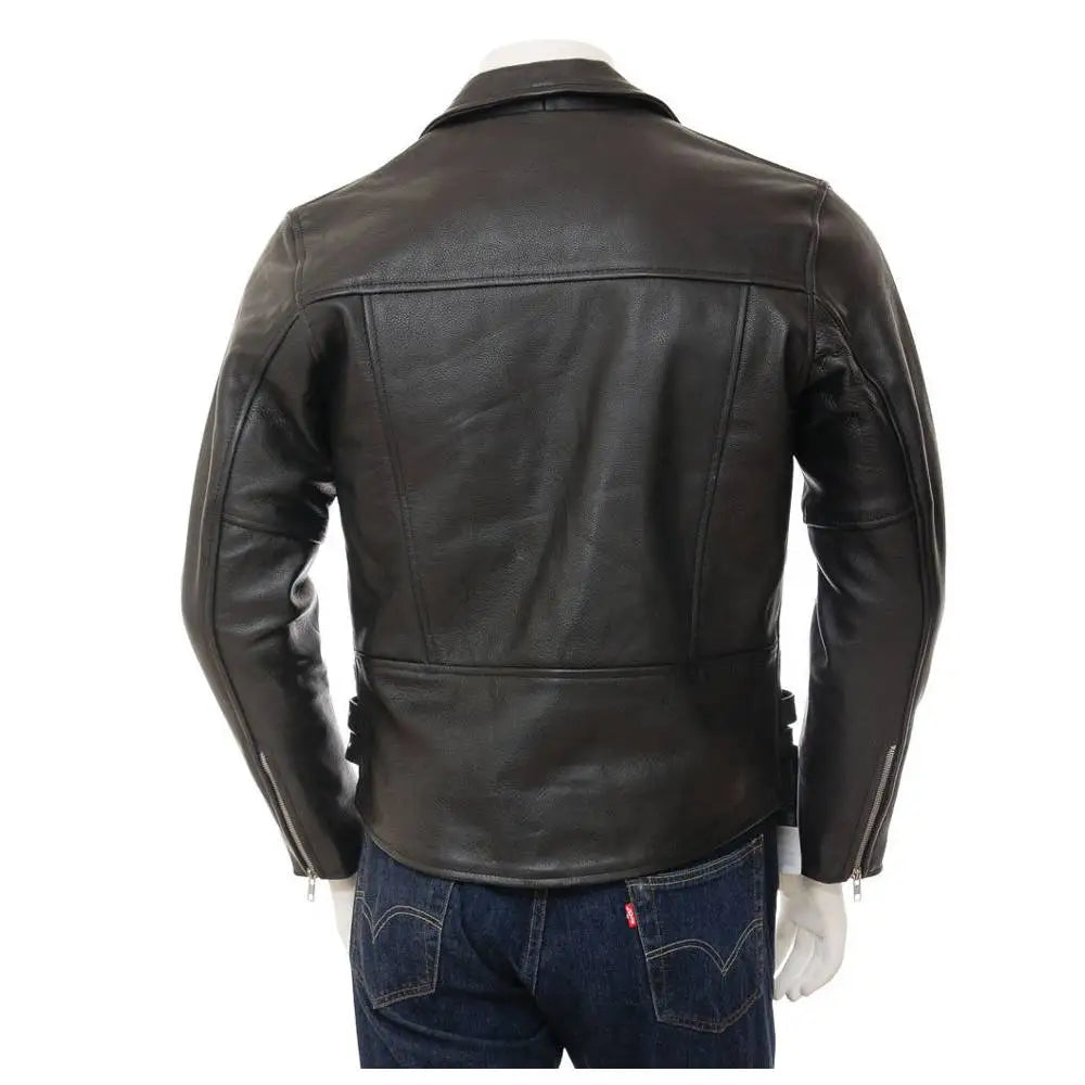 Men’s Real Leather Moto Biker Jacket-1