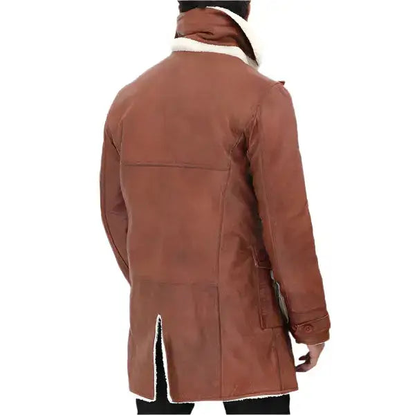 Mens Tan Bane Shearling Trench Coat-1