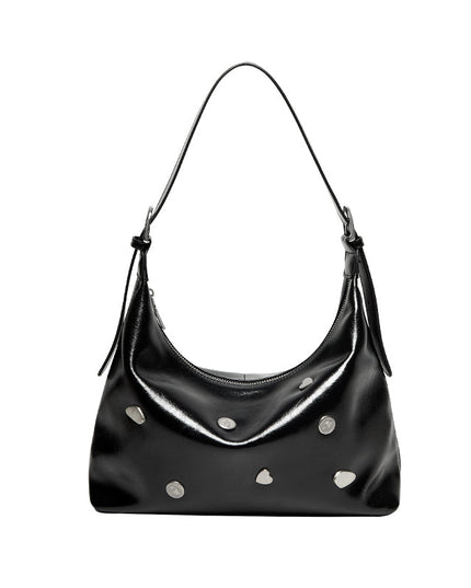 Metallic Studded Leather Underarm Bag-0
