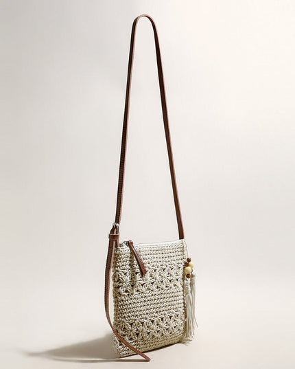 Mini White Boho Chic Leather Strap Shoulder Bag-1