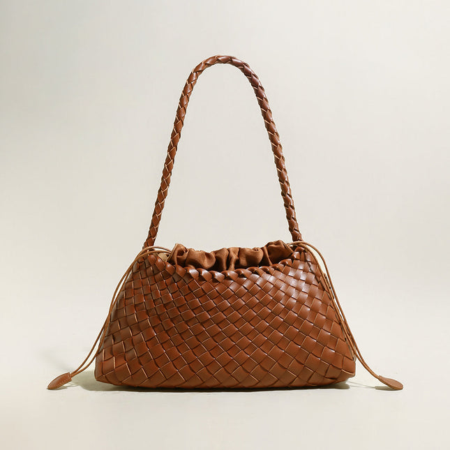 Mini Woven Trapezoid Drawstring Shoulder Bag-5