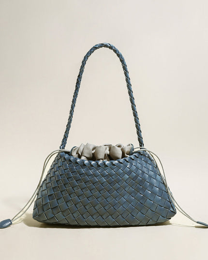 Mini Woven Trapezoid Drawstring Shoulder Bag-7