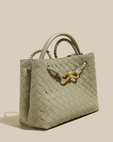 Mint Green Woven Tote Bag-1