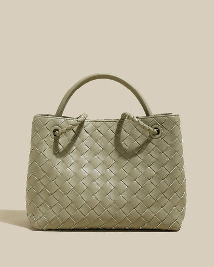 Mint Green Woven Tote Bag-2