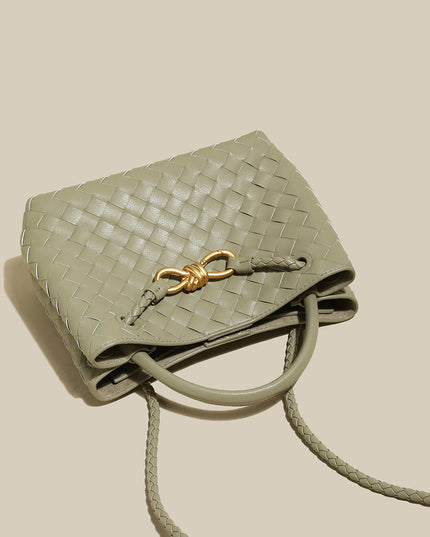 Mint Green Woven Tote Bag-3
