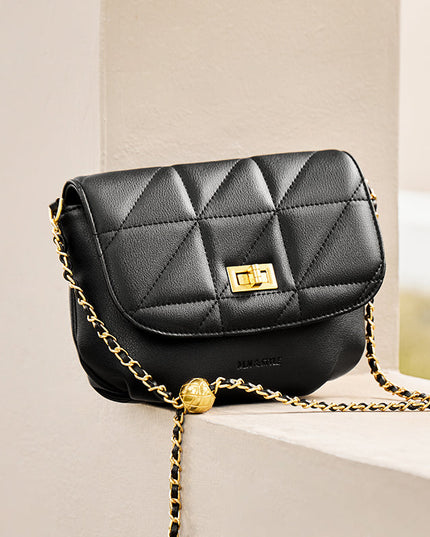 Monaco Trendy Triangle Quilted Leather Chain Bag-2