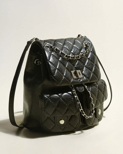 Multi-Pocket Chainstrap Quilted Backpack-1