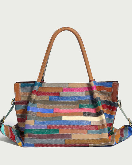 Multicolor Brick Large Leather Tote Bag-0