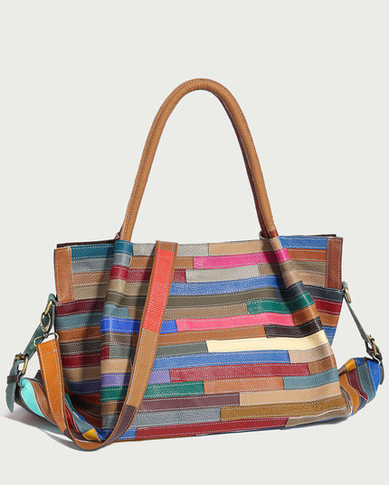 Multicolor Brick Large Leather Tote Bag-1