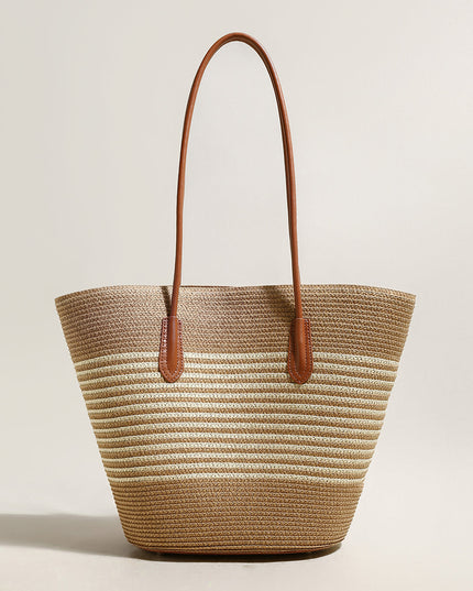 Natural Straw Woven Basket Tote Bag-0