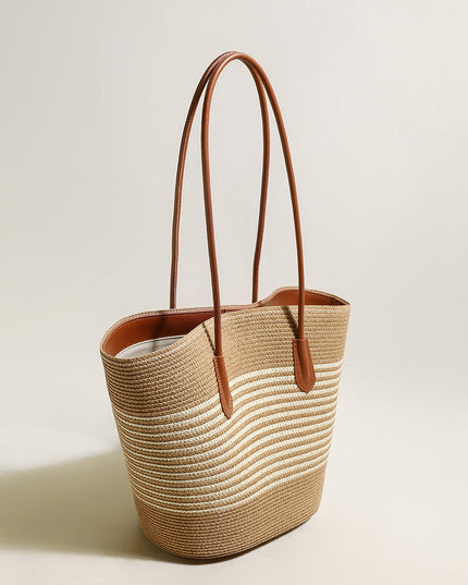 Natural Straw Woven Basket Tote Bag-1
