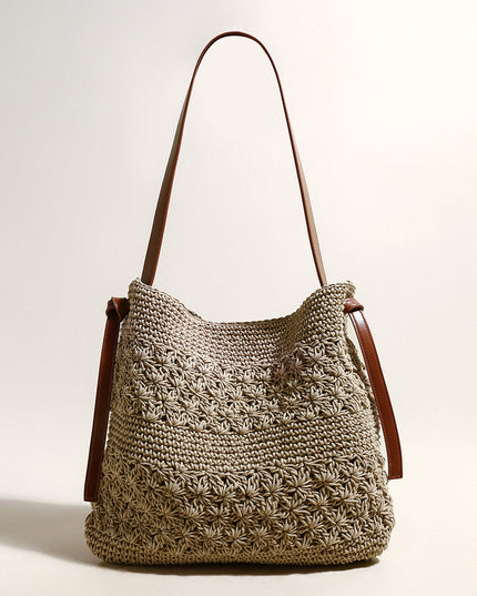 Lightweight Natural Straw Woven Tote Bag-0