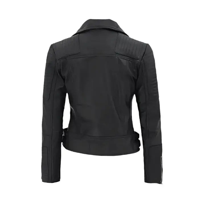 Women’s Nikki Roumel Black Leather Biker Jacket-1