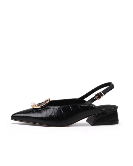 Pearl Retro Leather Slingback Sandals-0