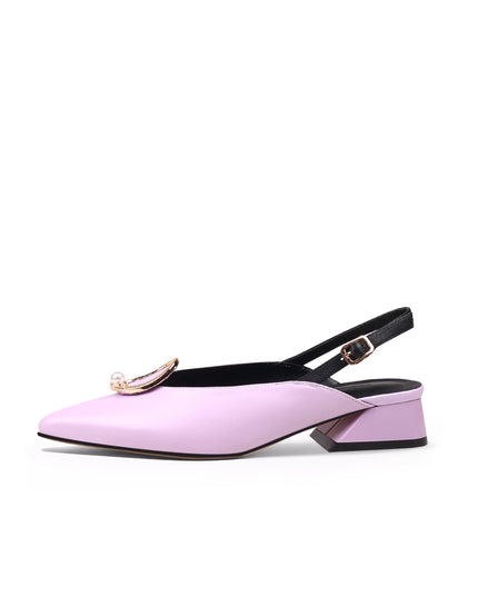 Pearl Retro Leather Slingback Sandals-5