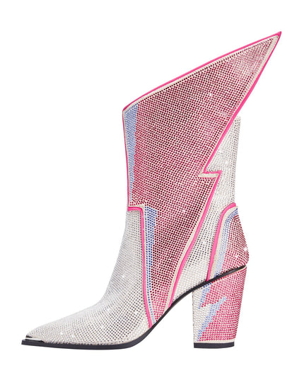 Pink Lightning Gem Embellished Ankle Boots-0