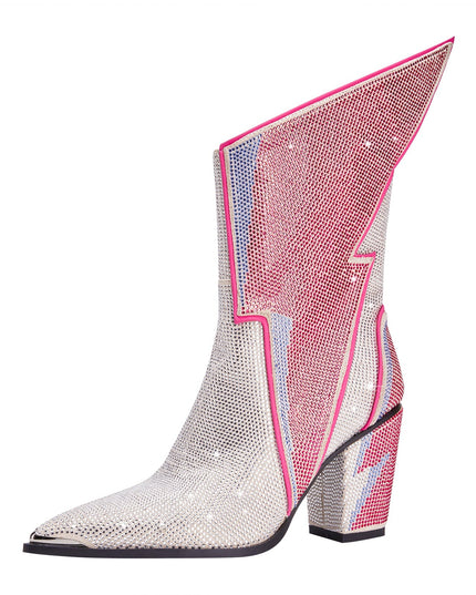 Pink Lightning Gem Embellished Ankle Boots-3