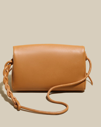 Pleated Semi-Braided Leather Shoulder Bag-2