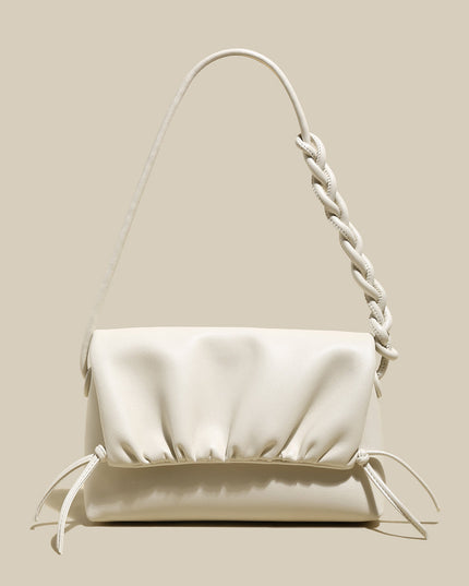 Pleated Semi-Braided Leather Shoulder Bag-5
