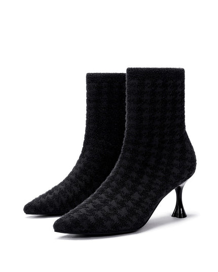 Pointed Toe Stiletto Heel Stretch Ankle Boots-1