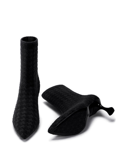 Pointed Toe Stiletto Heel Stretch Ankle Boots-2