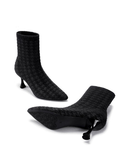 Pointed Toe Stiletto Heel Stretch Ankle Boots-3