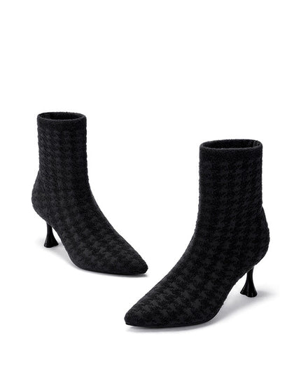 Pointed Toe Stiletto Heel Stretch Ankle Boots-4